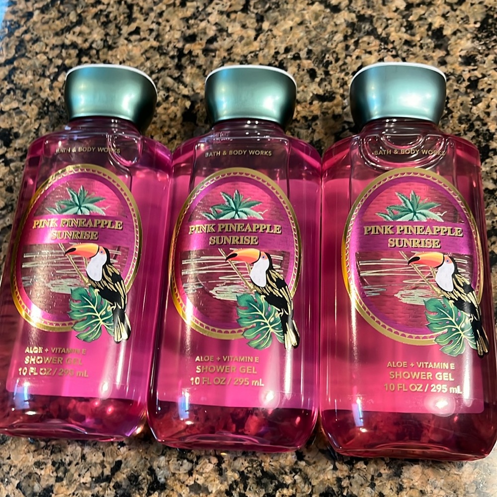 3 New Pink Pineapple Sunrise Shower Gels from Bath and Body Works